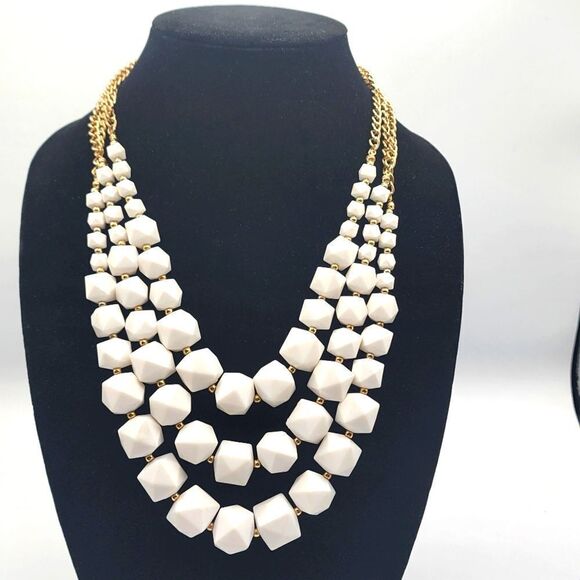Multi strand gold & white necklace - Picture 1 of 3